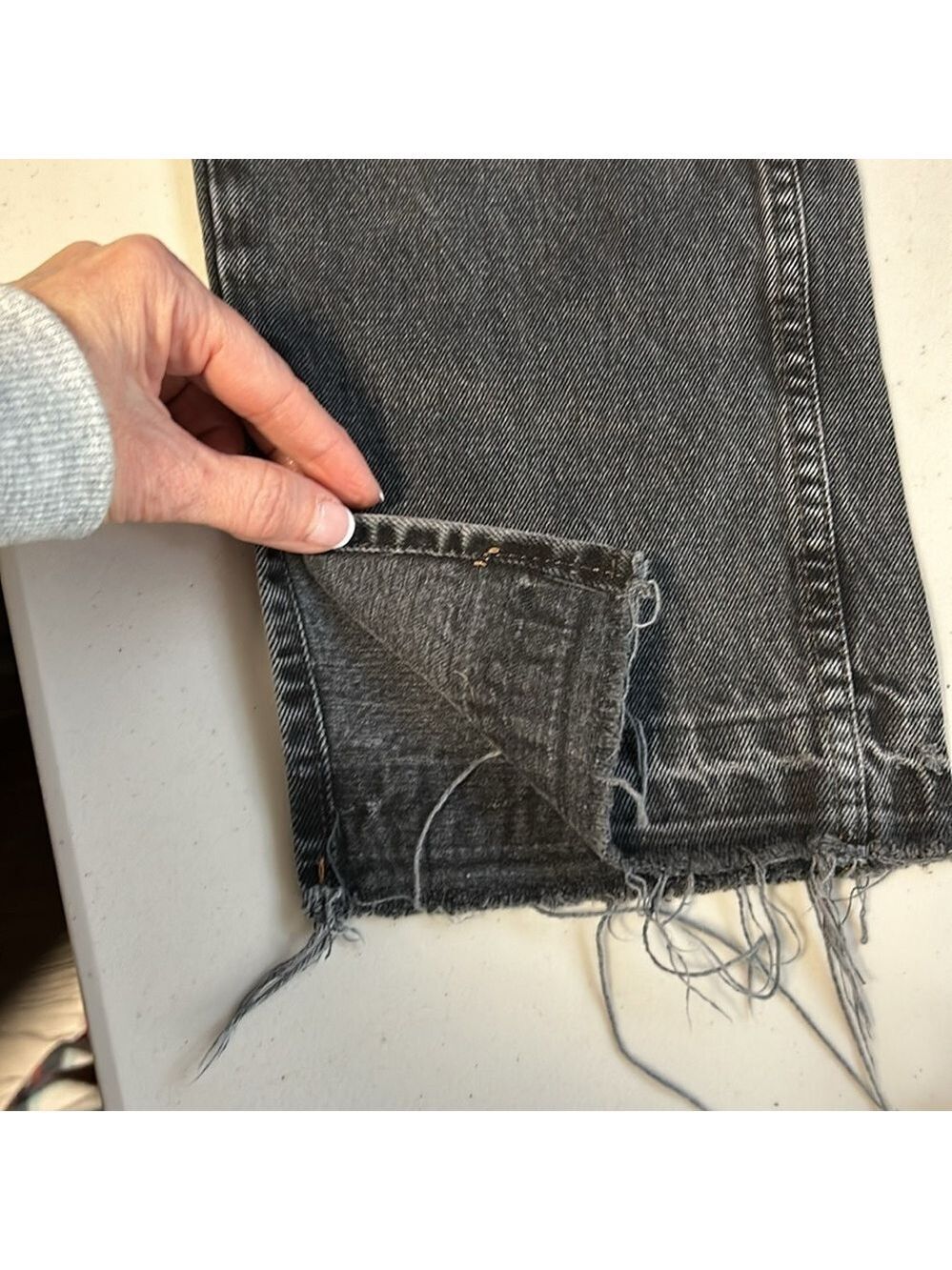 Free People We The Free Boho Festival Black Straight Leg Distressed Jeans 26 - Picture 10 of 15
